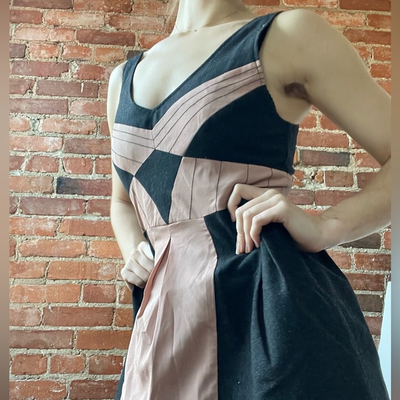 Sleeveless pink/gray A-line spring dress - Picture 6 of 13